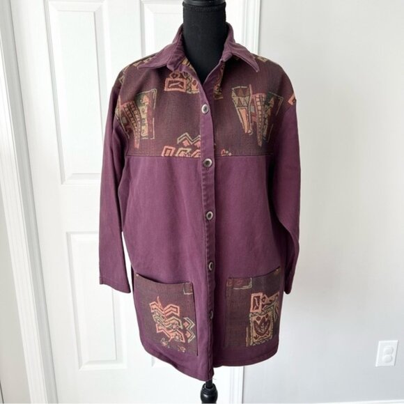 Handmade Tapestry Patchwork Western Style Button Down Jacket - Picture 1 of 11